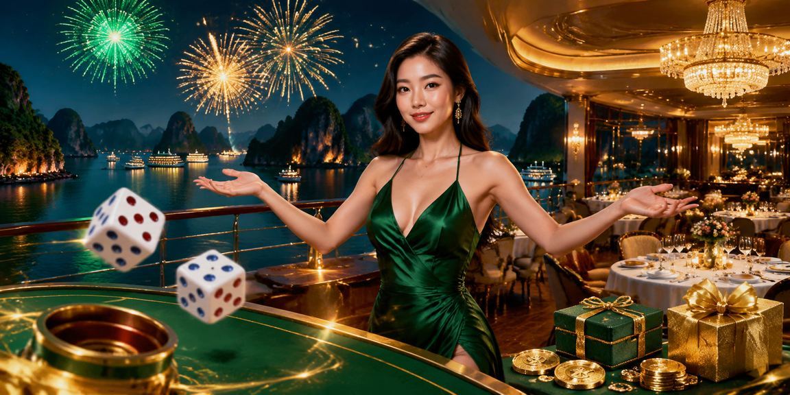 Phong cảnh Vịnh Hạ Long kết hợp không khí lễ hội cá cược tài xỉu truyền thống Việt Nam