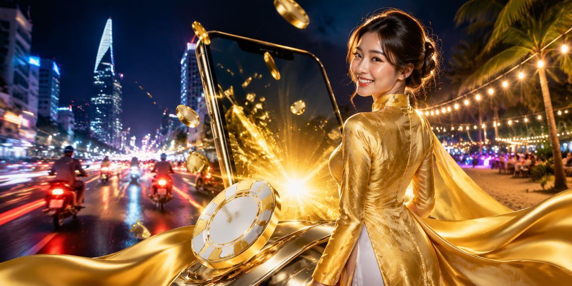 Người phụ nữ mặc áo dài tại TP Hồ Chí Minh sử dụng ứng dụng casino trên điện thoại