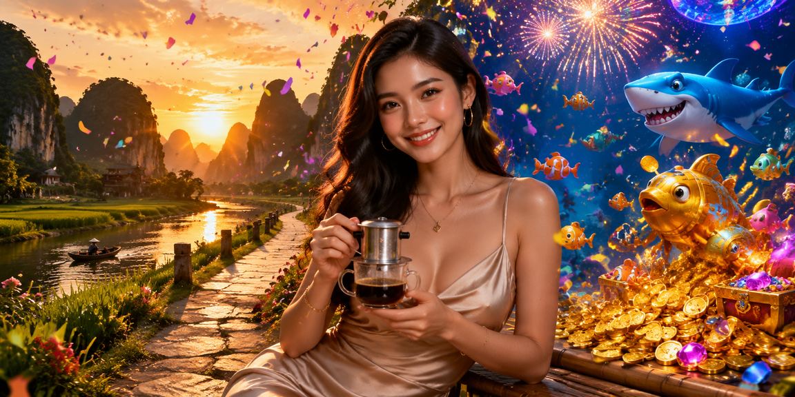 Khung cảnh Ninh Bình thanh bình bên tách cà phê Việt Nam, gợi nhắc trải nghiệm giải trí casino trực tuyến thư giãn